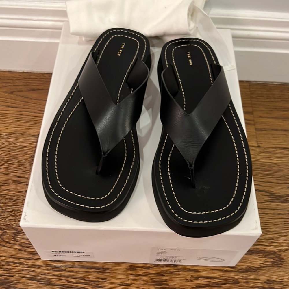 The Row Ginza Sandals Black Leather 39.5